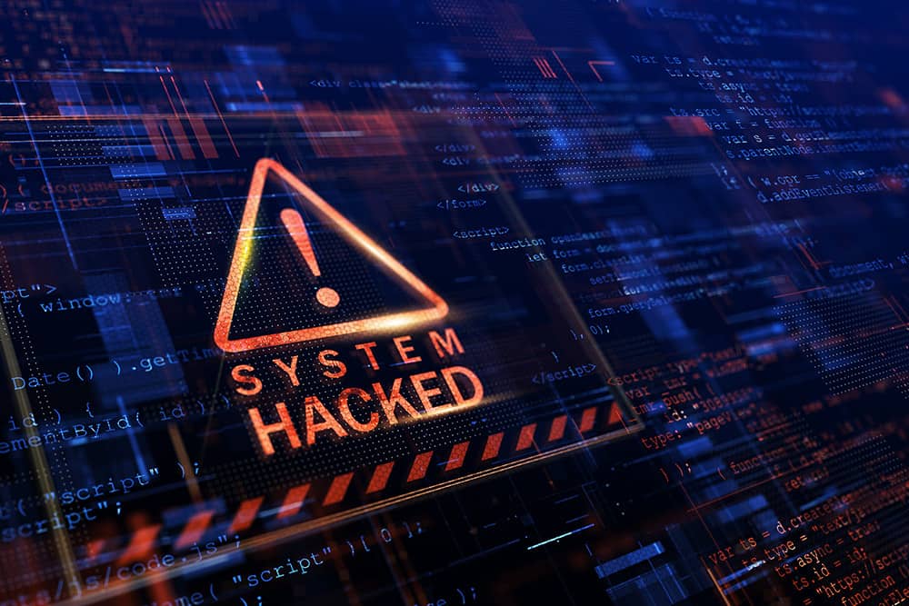 a computer screen with a warning sign